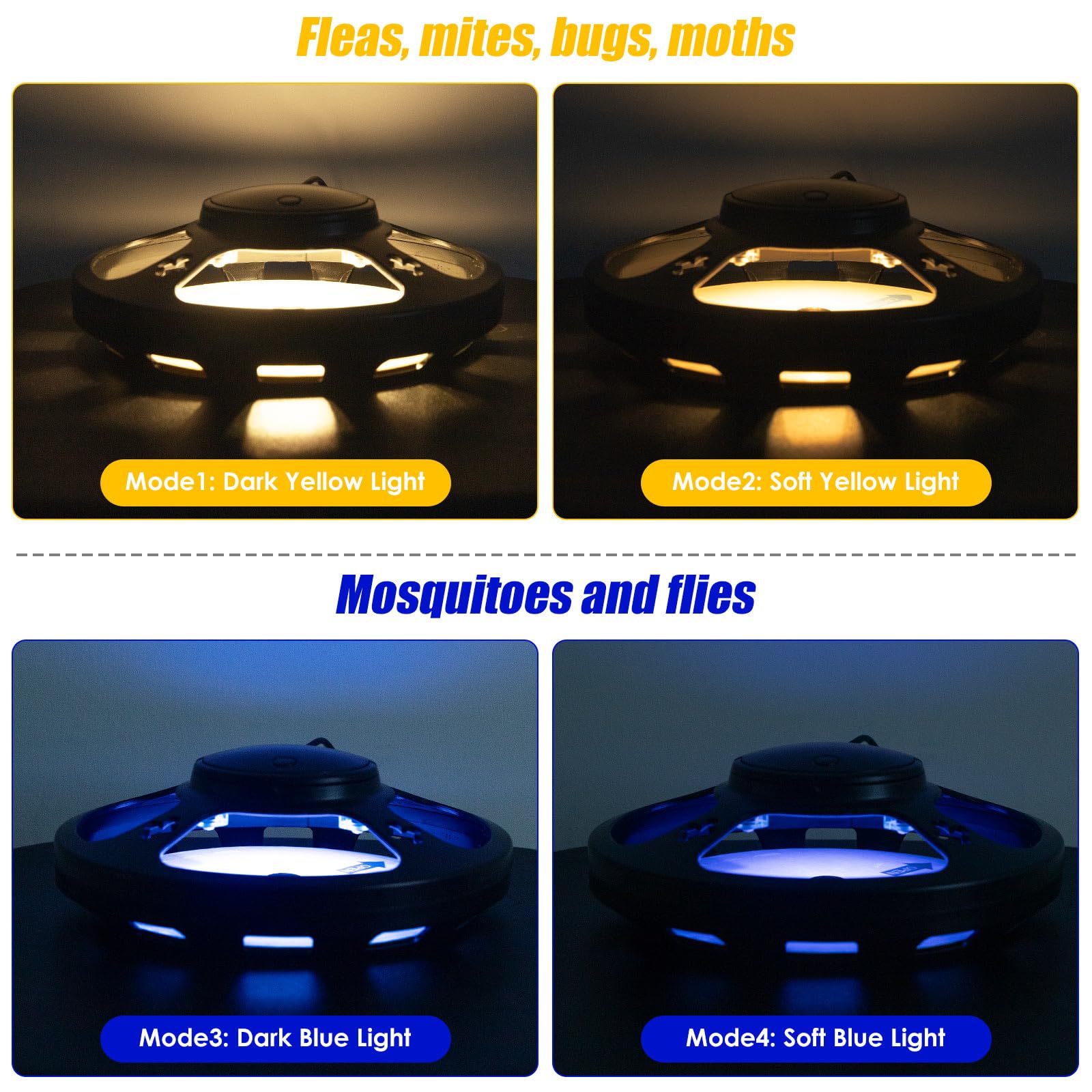 2024 New Flea Traps for Inside Your Home with Light and 10 Flea Trap Refill Discs, UV Flea Light Trap with 4 LED Light Modes Flea Killer Traps for Dogs Cats Attractant Catcher for Home(2 Pack)