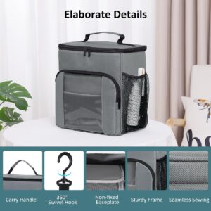 Shinowa Large Portable Shower Caddy Tote Bag with Quick Dry Mesh Base for College & Dorm Travel Toiletry Bag Summer Camp Travel RV Essentials Shower Bag for Student, Gym, Women & Men, Gray