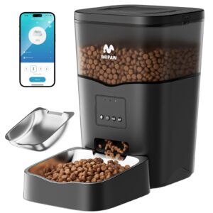 automatic cat feeder wifi: automatic cat food dispenser app remote control timed feeding of dry pet food 10s voice recorder programmable food dispenser for cat & small dog up to1-10 meals black