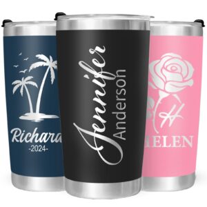 personalized tumbler with pictures text name, custom double wall insulated tumbler, 20oz coffee tumbler with lid and straw, personalized birthday gifts for women men friend christmas (20oz engraved)