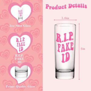 JUSTOTRY 21st Birthday Pink Shot Glass - RIP FAKE ID 21st Birthday Gifts for Her 2oz Shot Glass Best 21 Birthday Decorations Gifts Ideal for Women 21 Decorations