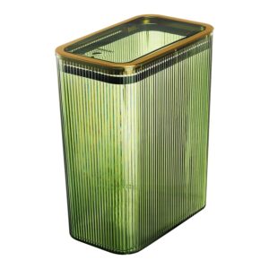 transparent trash can, bathroom trash cans with lids, plastic slim waste basket with press top lid,2.6 gallon/10l clear garbage can for bathroom, bedroom, kitchen, home,office (transparently green)…