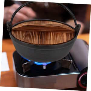 1 Set Sukiyaki Cast Iron Stockpot Shabu Shabu Pot Camping Hot Pot Iron Nabe Pot Steaming Stock Pot Japanese Soup Pot Nonstick Frying Pan with Lid Useful Pot Thicken Wood Nabemono