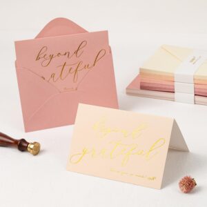 Crisky 50 pcs Dusty Rose Beyond Grateful Thank You Cards With 50 Envelopes & 50 Stickers Simple, Chic, Elegant Greeting Cards Perfect for: Wedding/Business/Birthday/Graduation. 4 x 6 inches 50 Pack