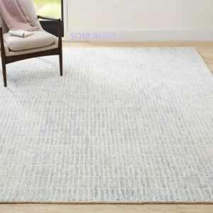 SOM RUGS 100% Authentic Capitola Tufted Handmade Woolen Area Rug Bedroom Decor Office Rug (Blue, 8 x 10 Feet)