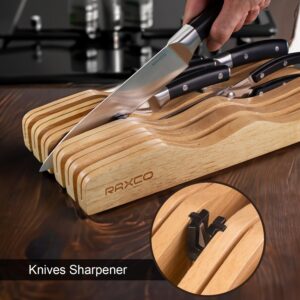 RAXCO Knives Set For Kitchen,13Pieces Kitchen Knife Set-6 Kitchen Knives,4 Steak Knifes,Drawer Knife Set With Built-in Sharpener