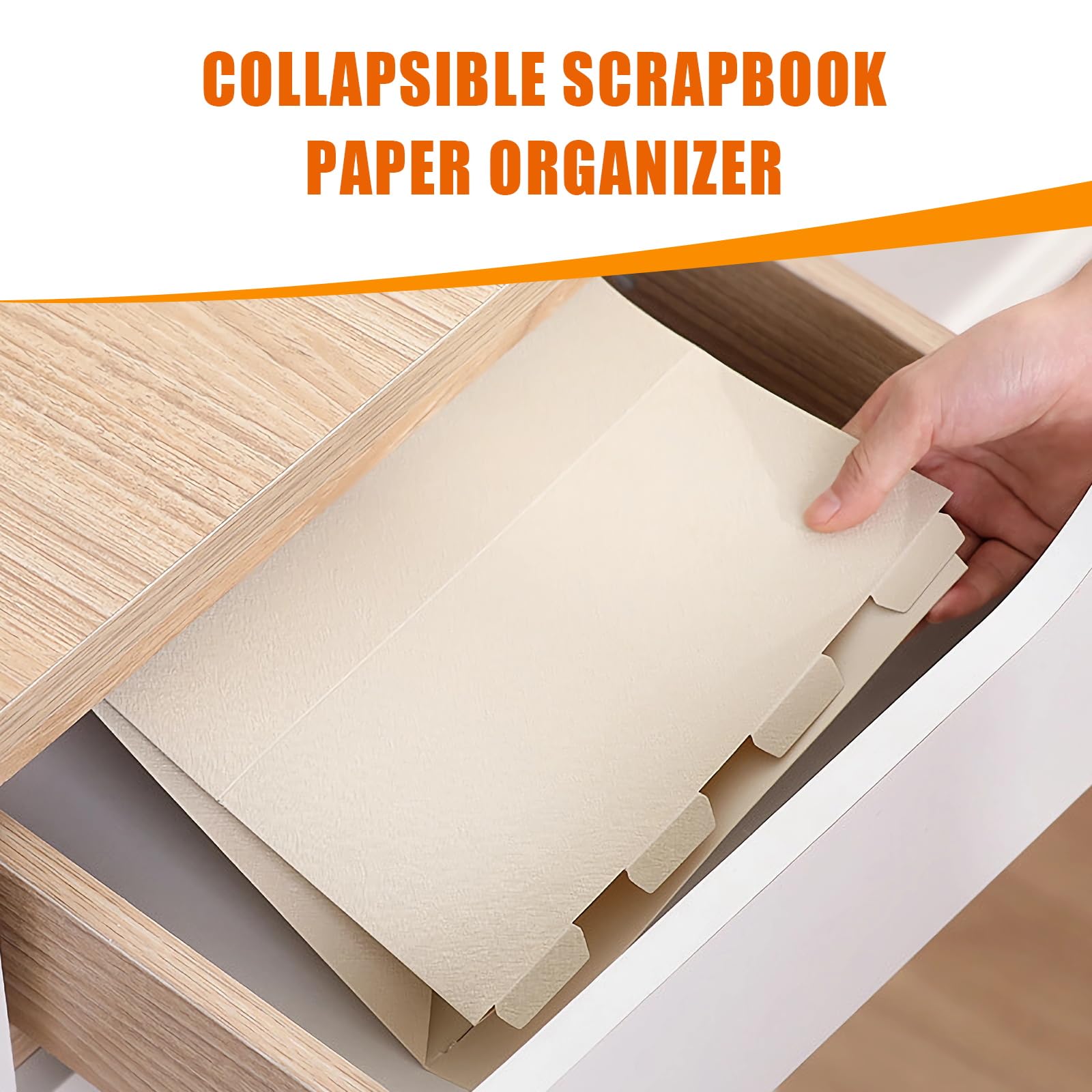 Foldable Scrapbook Paper Storage Organizer, 12x12 Scrapbook Paper Storage, Plastic File Organizer, Beige, 3 Pack