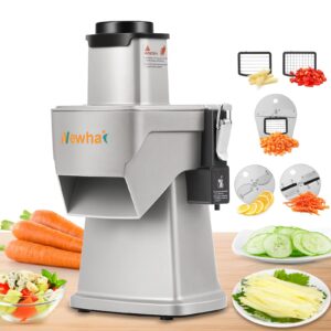 newhai 4 in 1 commercial vegetable chopper, multifunctional automatic dicer & slicer, electric french fry cutter, onion shredder potato slicer, veggie processor with 110v quite motor and multi blades