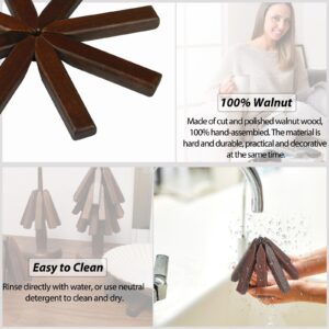 Wooden Trivets Set for Hot Dishes, Hot Pots and Pans, Trivet Tree Made of Black Walnut Trivet Set, Pot Trivets for Kitchen