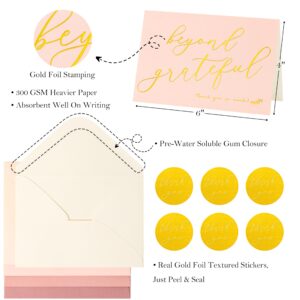 Crisky 50 pcs Dusty Rose Beyond Grateful Thank You Cards With 50 Envelopes & 50 Stickers Simple, Chic, Elegant Greeting Cards Perfect for: Wedding/Business/Birthday/Graduation. 4 x 6 inches 50 Pack