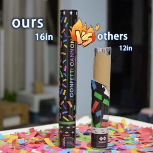 16 Inch [6 Pack] Biodegradable Confetti Cannon Party Poppers Party Supplies, Air Powered | Launches 20-25ft | Celebrations, Super Bowl,New Year's Eve,Birthdays,Christmas and Weddings