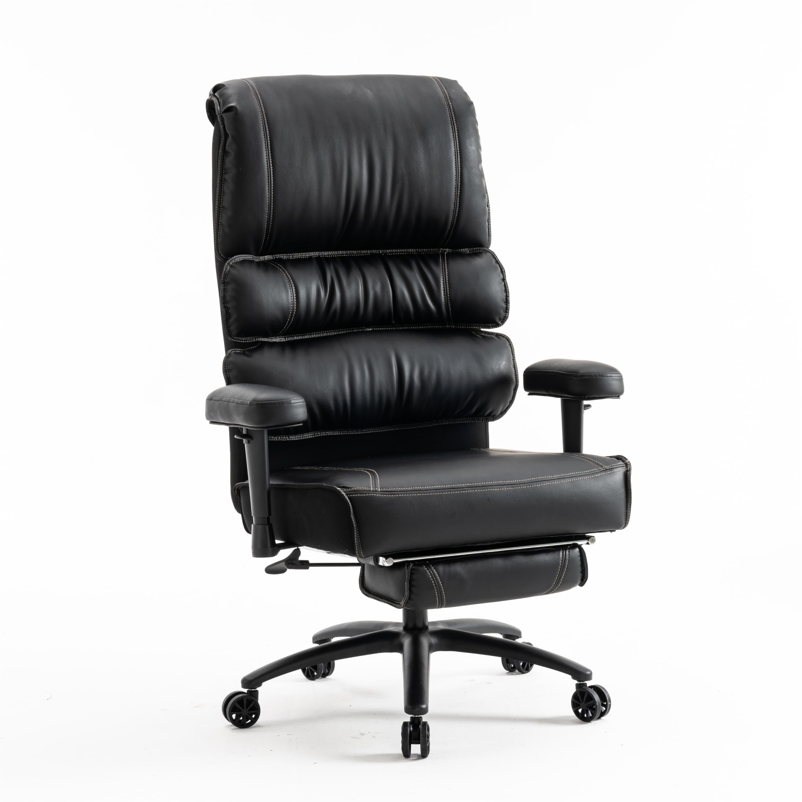 MO MAEK Office Chair, Big High Back PU Leather Chair, Executive Office Chair, Ergonomic Office Chair with Foot Rest, Office Chair 400LBS, Black Office Chair