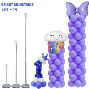 GIMCALO Balloon Column Stand Kit Set of 2, 7ft Height Adjustable Balloon Arch Kit, Metal Telescopic Pillar Balloon Stand, Birthday Party, Graduation, Wedding Christmas Decorations