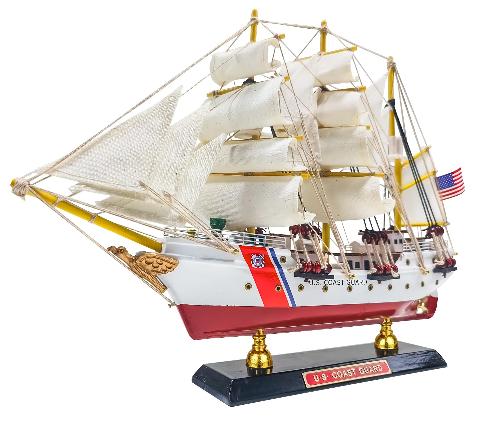 SAILINGSTORY Wooden Model Ship US Coast Guard Eagle Barque Ship Model Sailboat Decor USCG 1936 Replica Small