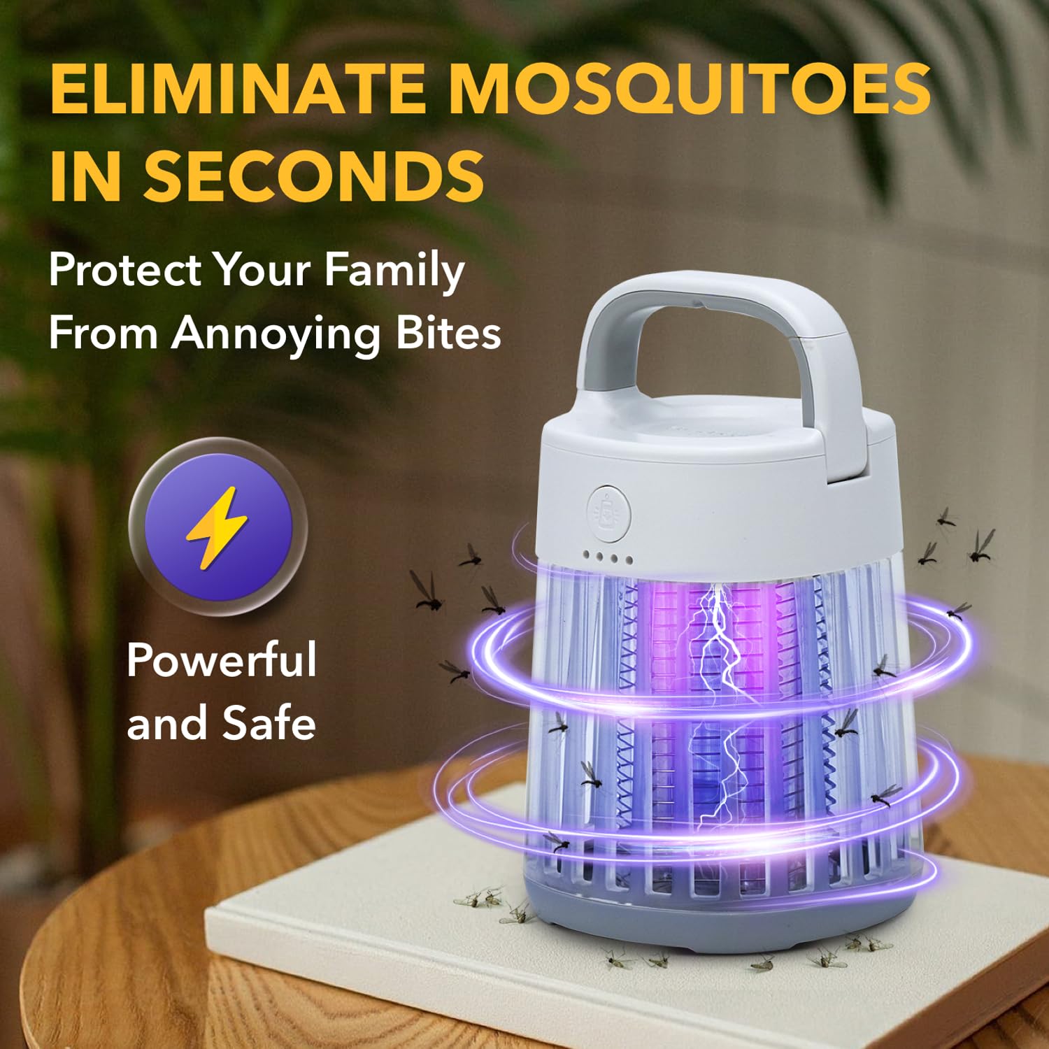 BuzzBGone Mosquito Zapper Rechargeable Indoor - Portable Electric Mosquitoes and Flying Insect Trap Light | High Powered Wireless Killer Lamp | Must Haves for Kitchen, Camping, Room, Home