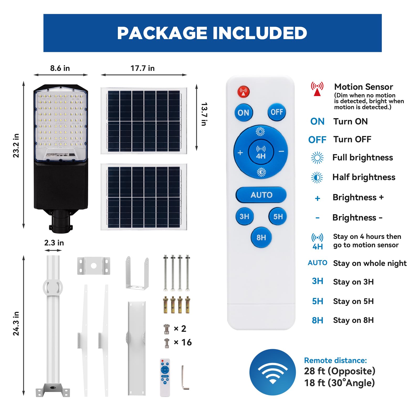 Solar Street Lights Outdoor Solar Parking Lot Lights 40000LM, 6700K LED Solar Lights, Dusk to Dawn, Solar Powered Led Street Light, IP67 Waterproof, Commercial Lighting Grade for Yard Garden, Black