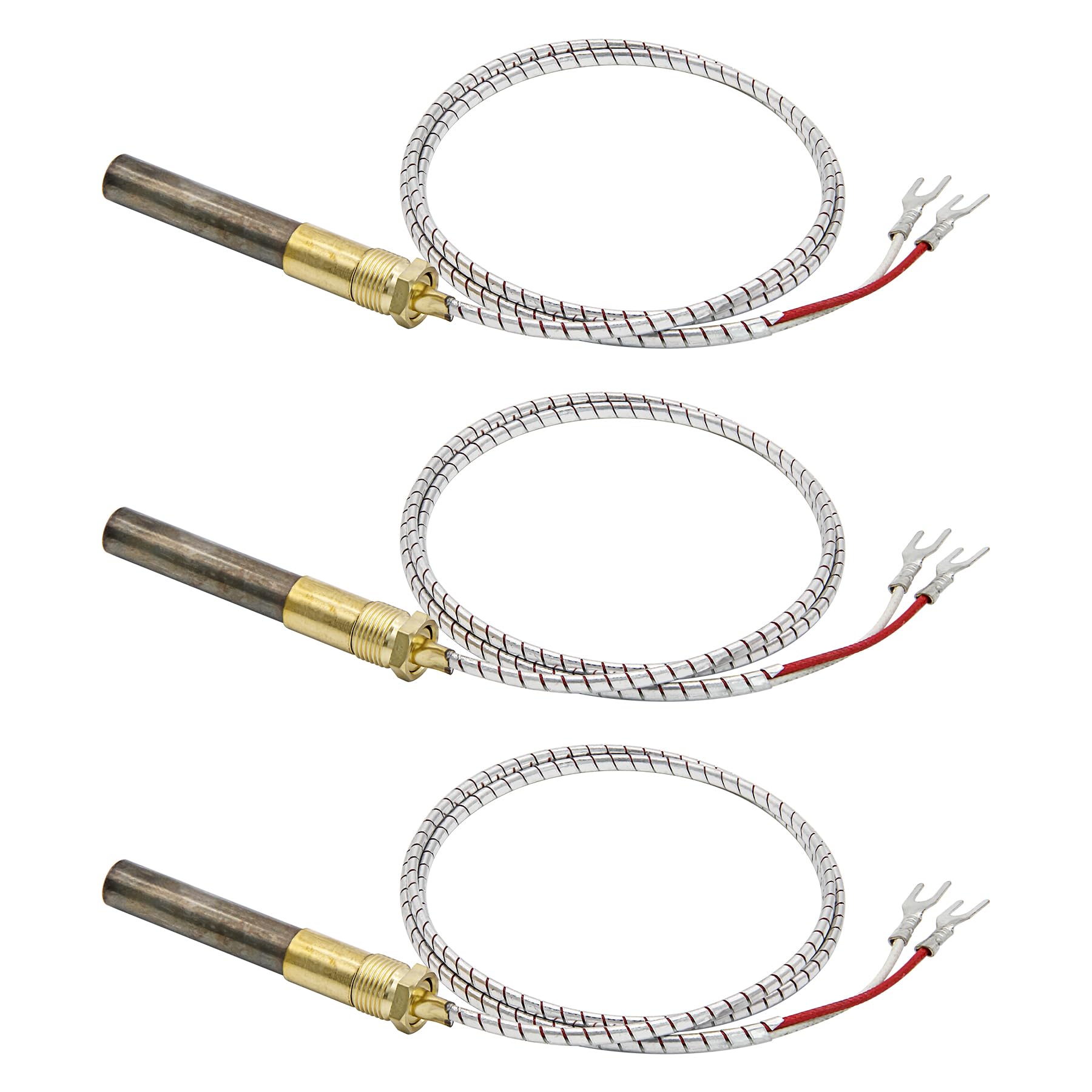 RURBRIN 36” 750mv Thermopile Fit for Heat Glo Heatilator, 750℃ Millivolt Thermocouple Replace for Fireplace Parts Q313A, Suitable for Stove Gas Ovens/Gas FirePlace/Water Heater/Gas Fryer Cluste (3PCS)