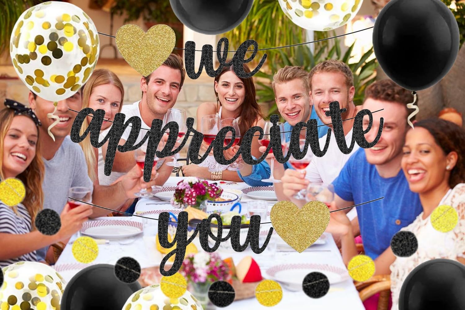 We Appreciate You Banner Thank You Appreciation Theme Party Decoration for Employee Doctor Nurse Parents Teacher Coworker Staff Hanging Garland Kit Balloons Bunting Office Supplies Photobooth Backdrop