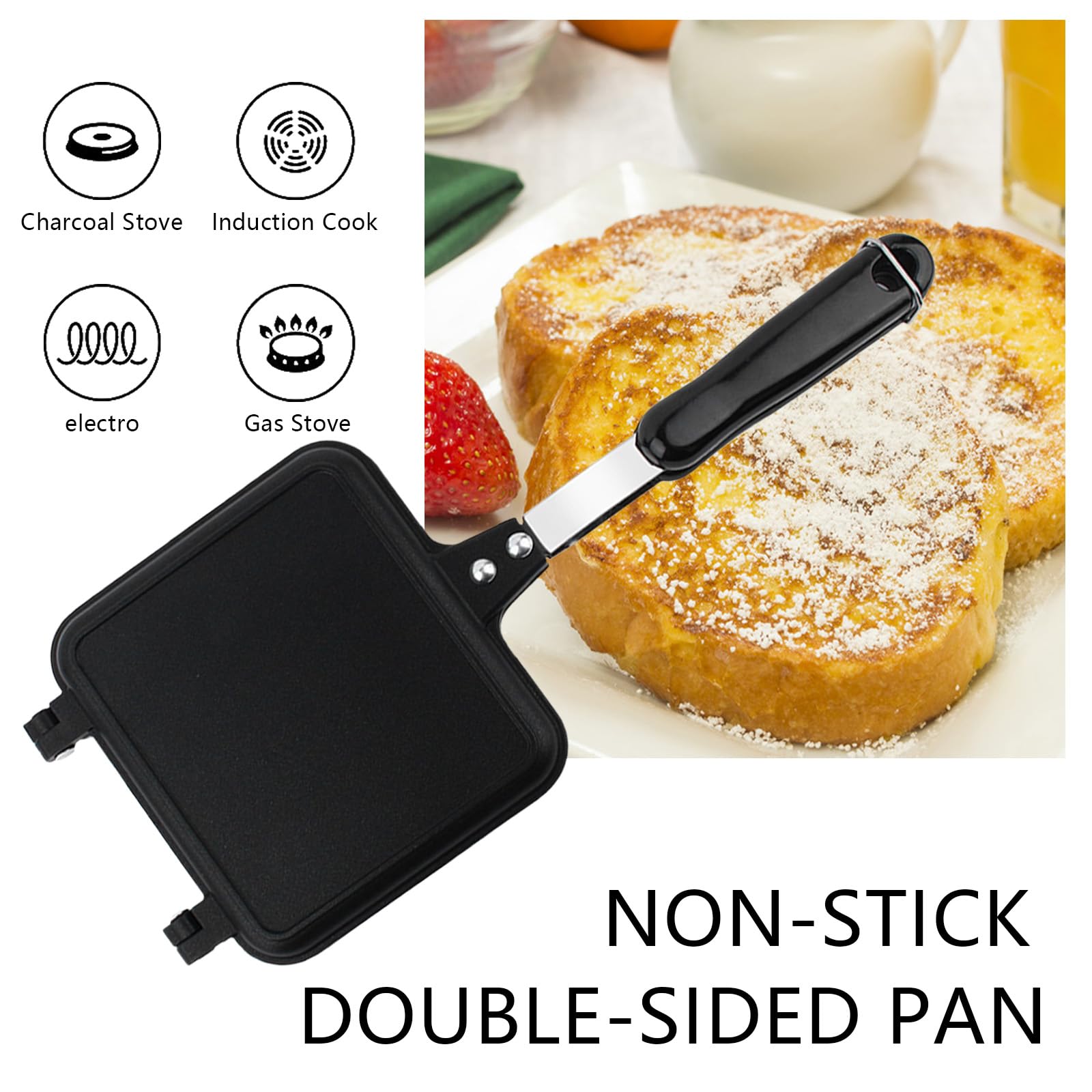 Gavigain Ridge Monkey, Frying Pan,Double Sided Frying Pan, Non-stick Premium Iron Ceramic Coating Double Side Flip Pan Pancake Maker Household Kitchen Cookware for Pancakes Omelets French Toasts