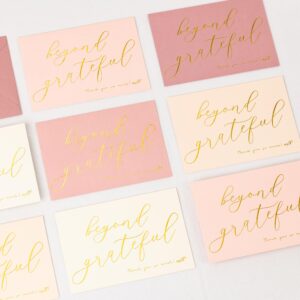 Crisky 50 pcs Dusty Rose Beyond Grateful Thank You Cards With 50 Envelopes & 50 Stickers Simple, Chic, Elegant Greeting Cards Perfect for: Wedding/Business/Birthday/Graduation. 4 x 6 inches 50 Pack