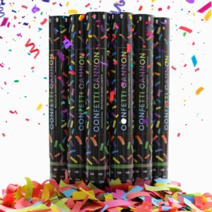 16 inch [6 pack] biodegradable confetti cannon party poppers party supplies, air powered | launches 20-25ft | celebrations, super bowl,new year's eve,birthdays,christmas and weddings