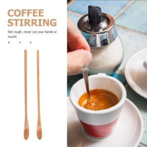 Operitacx 2 Pcs Wooden Long Handle Spoons Wood Coffee Spoons Tea Spoons Handmade Mixing Honey Spoon Stirring Spoon for Swizzle Honey Coffee Tea