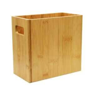 owlgift rectangular 100% eco-friendly natural bamboo waste basket, 1.55 gallon garbage can recycling bin container for bedroom, bathroom, kitchen, office, dorm - 5.3” l x 10” w x 9.1” h