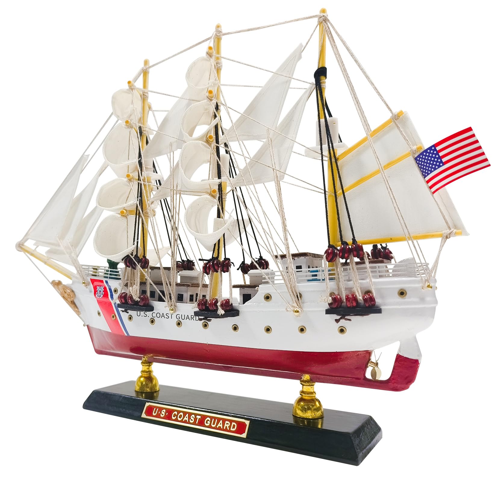 SAILINGSTORY Wooden Model Ship US Coast Guard Eagle Barque Ship Model Sailboat Decor USCG 1936 Replica Small