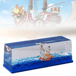 rossom unsinkable thousand sunny pirate ship in a box,non sinking anime ship fluid drift bottle, unsinkable boat in a box, unsinkable ship ornament desk decor display cases fans gifts