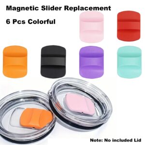 6Pcs Lid Magnetic Slider Replacement, magslider replacement Push Block Compatible With YETI Lids 10 oz, 14oz, 16 oz, 20 oz, 26 oz, 30 oz(Black Red Orange Purple Pink Seafoam)