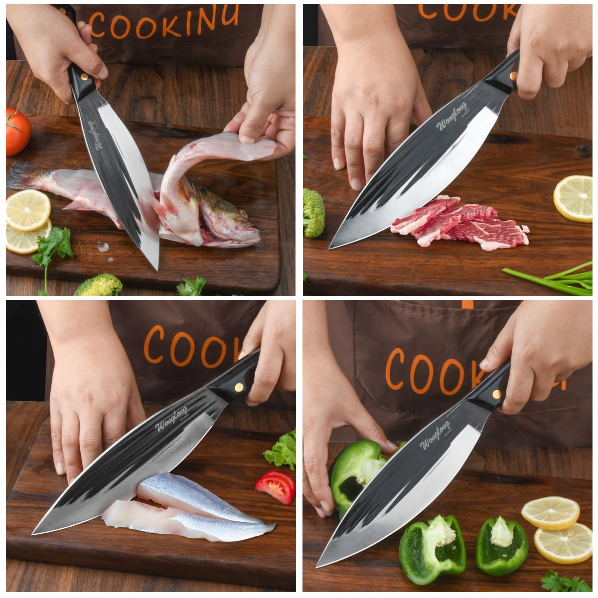 Wonglong Sharp Mouthed Large Fish Knife Slicing Knife Kitchen Knife Sharp Slaughter Fish Special Knife Meat Cleaver Seafood Market Aquatic Fish Knives Professional Kitchen Knife Fish Hunting Knife