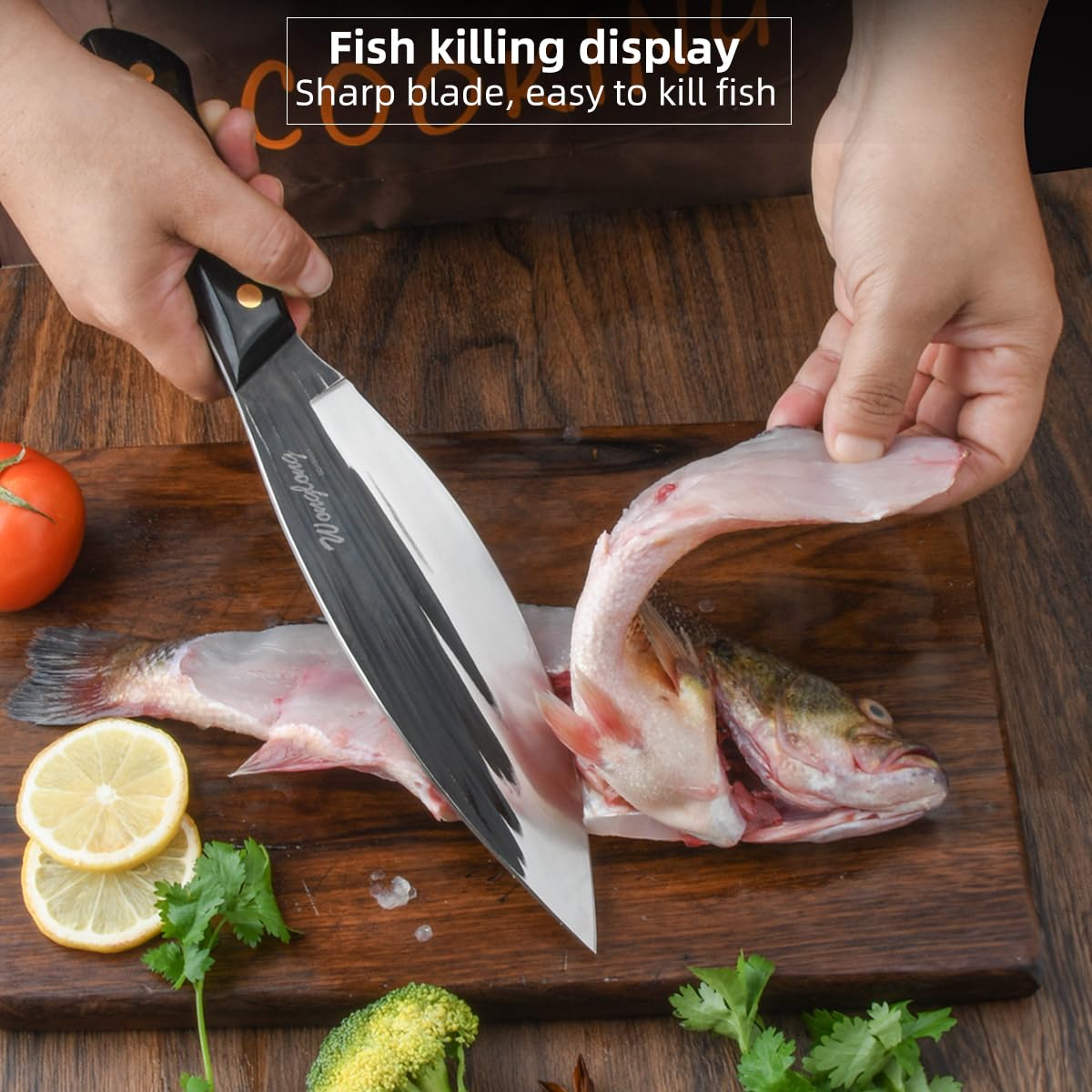 Wonglong Sharp Mouthed Large Fish Knife Slicing Knife Kitchen Knife Sharp Slaughter Fish Special Knife Meat Cleaver Seafood Market Aquatic Fish Knives Professional Kitchen Knife Fish Hunting Knife