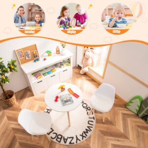 KOTEK Kids Table and Chair Set, Kids Activity Table and 2 Chair with Padded Seat for Ages 3-8, Toddler Table Set for Playroom, Kindergarten, Bedroom