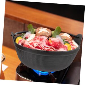 1 Set Sukiyaki Cast Iron Stockpot Shabu Shabu Pot Camping Hot Pot Iron Nabe Pot Steaming Stock Pot Japanese Soup Pot Nonstick Frying Pan with Lid Useful Pot Thicken Wood Nabemono