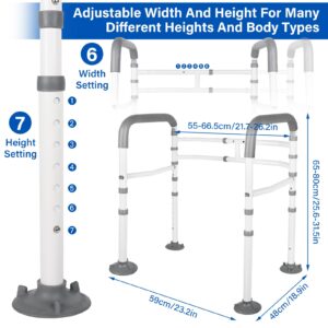 Jhkopqe Toilet Safety Rails(350 LB),Stand Alone Toilet Safety Frame,Adjustable and Foldable Toilet Safety Rails,Toilet Handles for Elderly and Disabled & Handicap,Fit Any Toilet