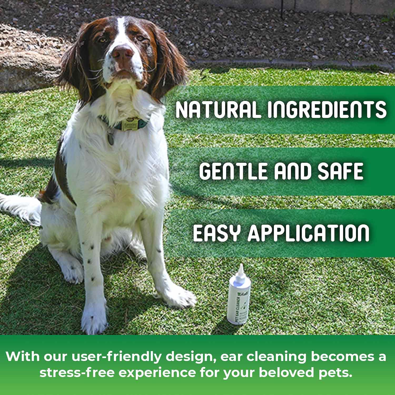 HALLI Jamaican Inspired Plant-Based Dog Ear Cleaner with Coconut Oil and Aloe Vera - Wax-Dissolving, Gentle Formula, Mild Scent - Large 8 oz Bottle