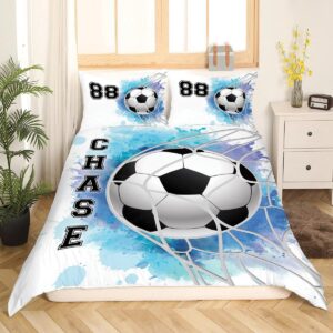 COZZBED Custom Soccer Goal with Your Name Bedding Set, 3/4Pcs Soccer Full Bedding Set, Soccer Bedding King Size Christmas Birthday Gift for Kids Adults, Soccer Bedding for KidsSoccer Team Gifts