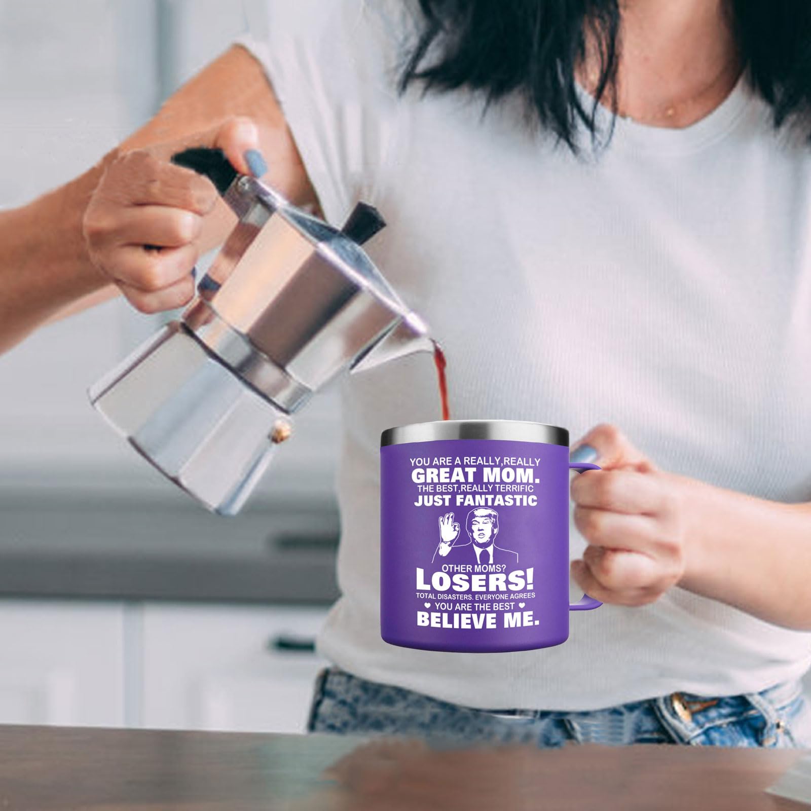 Abledn Christmas Gifts for Mom, Women, Wife - You're A Really Great Mom Coffee Mug - Christmas Gifts for Mom Women Wife, Mother Birthday Gifts for Mom from Daughter Son (14OZ Purple)