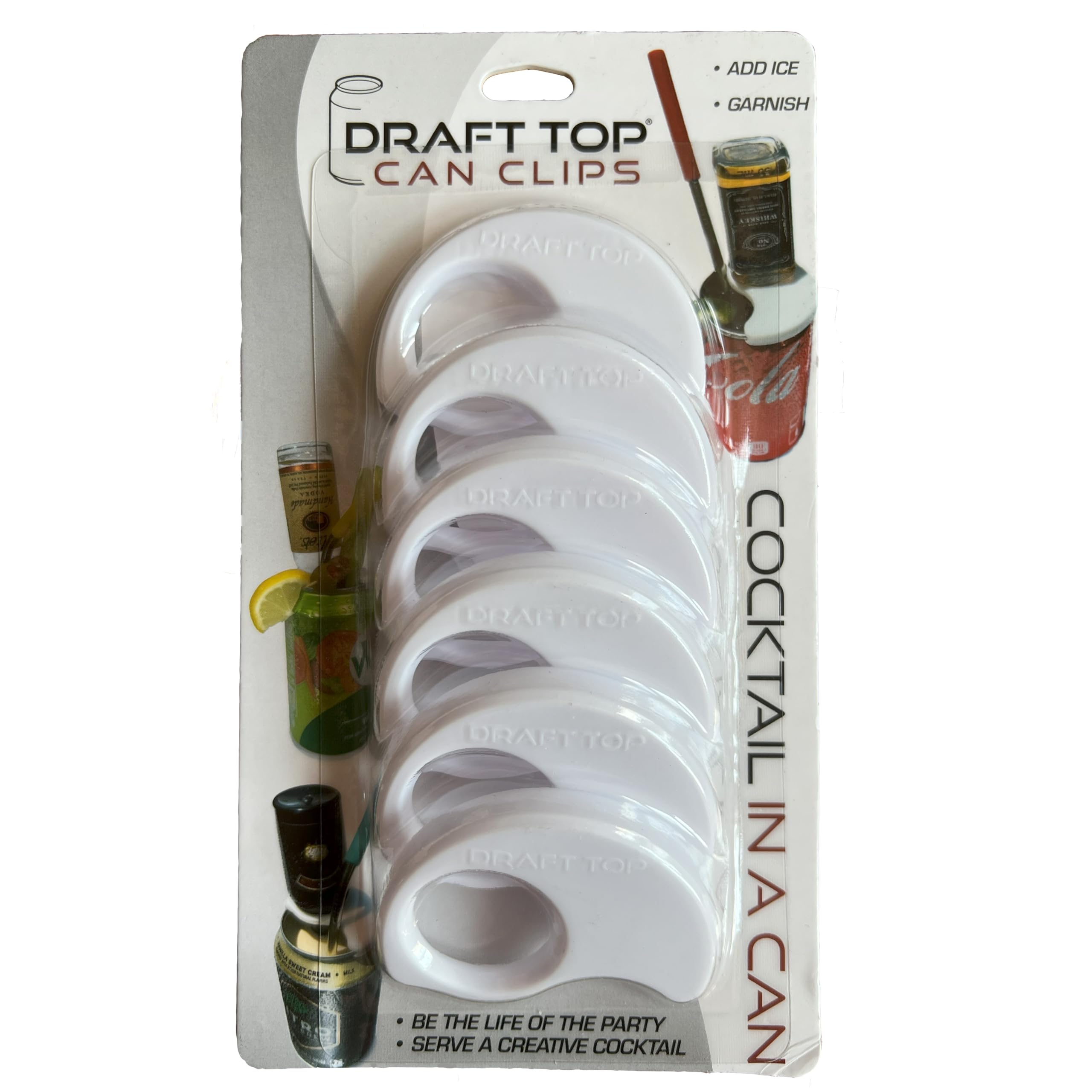 Draft Top Can Clips - Topless Can Clip for Mini-Bottles - Clip & Sip Bar Tool for Topless Cans, Mixer Tool, Barware Fits 12 oz to 19 oz Cans