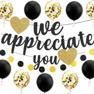 We Appreciate You Banner Thank You Appreciation Theme Party Decoration for Employee Doctor Nurse Parents Teacher Coworker Staff Hanging Garland Kit Balloons Bunting Office Supplies Photobooth Backdrop