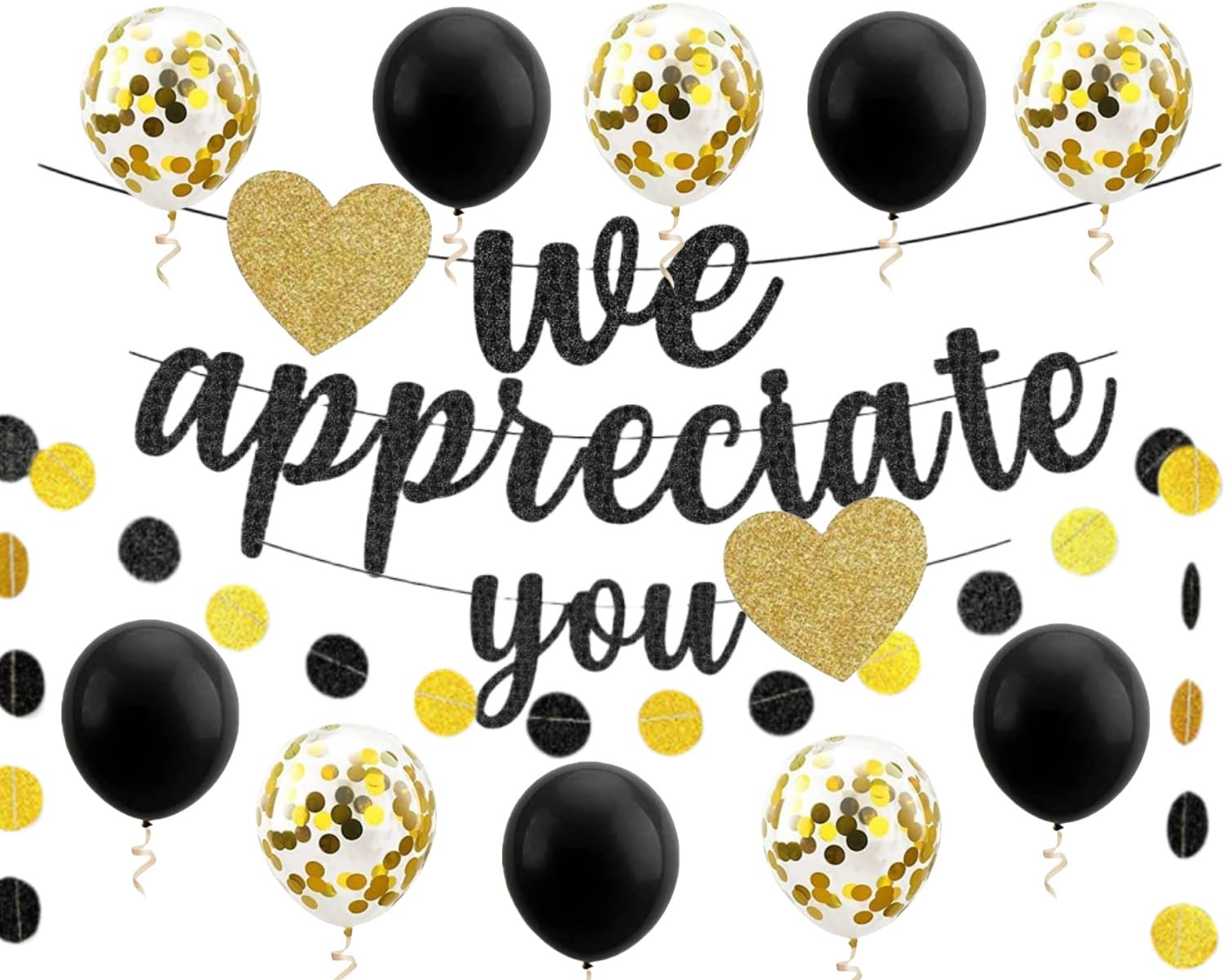 We Appreciate You Banner Thank You Appreciation Theme Party Decoration for Employee Doctor Nurse Parents Teacher Coworker Staff Hanging Garland Kit Balloons Bunting Office Supplies Photobooth Backdrop