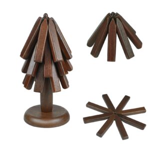 wooden trivets set for hot dishes, hot pots and pans, trivet tree made of black walnut trivet set, pot trivets for kitchen