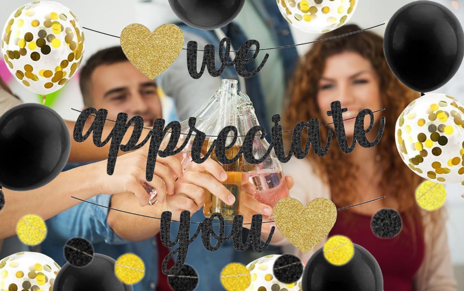 We Appreciate You Banner Thank You Appreciation Theme Party Decoration for Employee Doctor Nurse Parents Teacher Coworker Staff Hanging Garland Kit Balloons Bunting Office Supplies Photobooth Backdrop