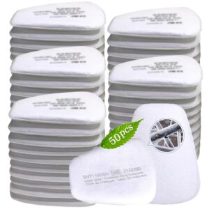 50pcs 5n11 respirator filters cotton - dust-proof particulate filter for respirator mask, 6200, 6800, 7502 6502 series, respirator cartridges cotton replacement for chemicals, paint spray, welding