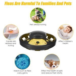 2024 New Flea Traps for Inside Your Home with Light and 10 Flea Trap Refill Discs, UV Flea Light Trap with 4 LED Light Modes Flea Killer Traps for Dogs Cats Attractant Catcher for Home(2 Pack)