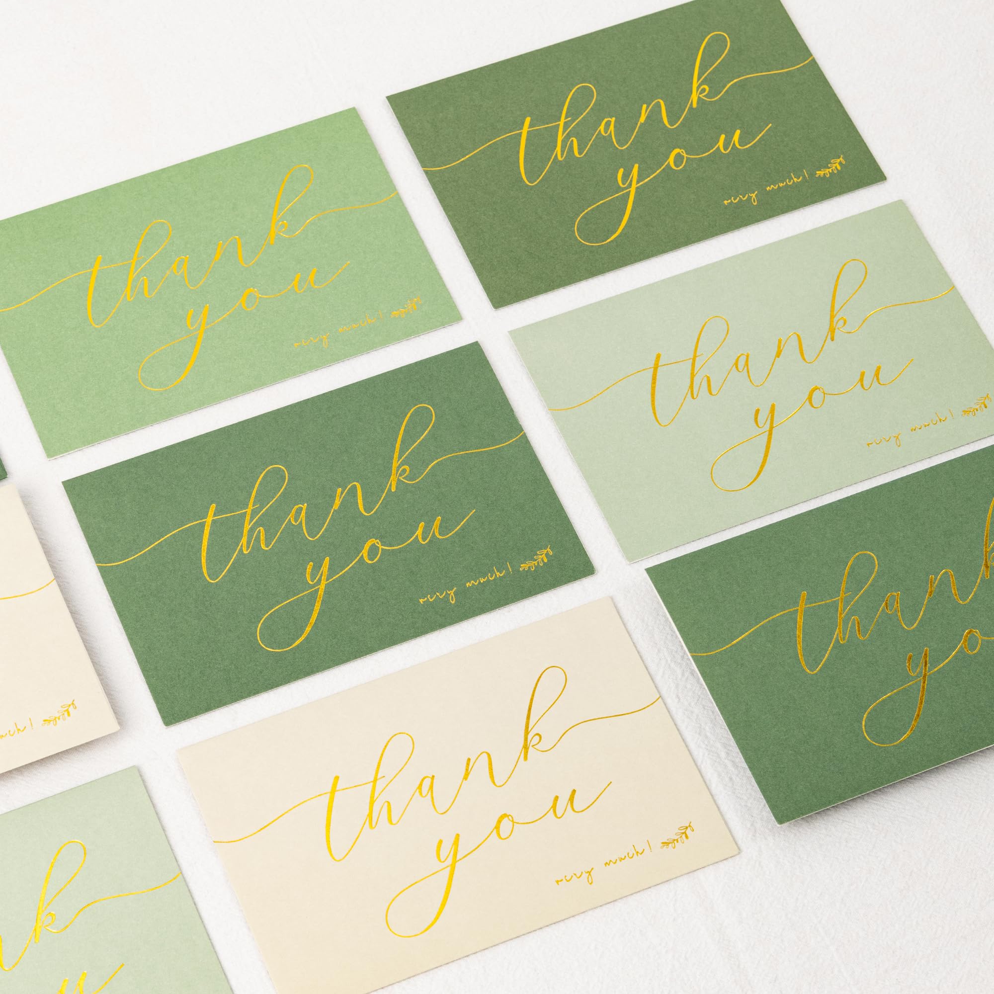 Crisky 50 Pcs Sage Green Thank You Cards With 50 Envelopes & 50 Stickers Simple, Chic, Elegant Greeting Cards Perfect for: Wedding/Business/Birthday/Graduation etc. 4 x 6 inches 50 Pack