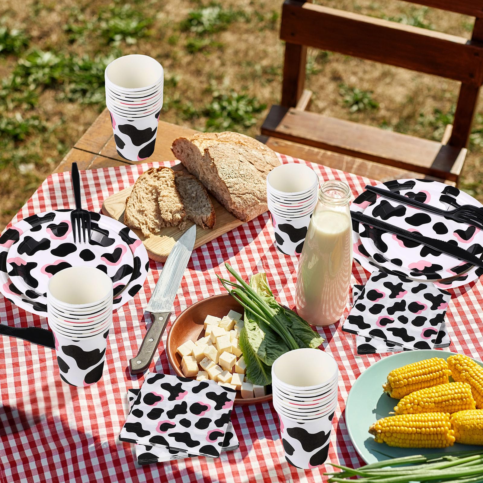 Domensi 350 Pcs Pink Cowgirl Party Supplies Cow Party Tableware Set Serve 50 Cow Print Plates Napkins Cups Cow Theme Party Decoration for Cowgirl Cowboy Farm Animal Cow Theme Birthday Baby Shower