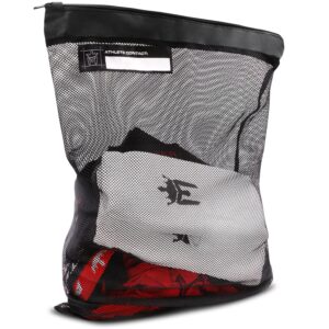 meister athlete xl wash bag - large mesh sports laundry bag w/zipper lock - black