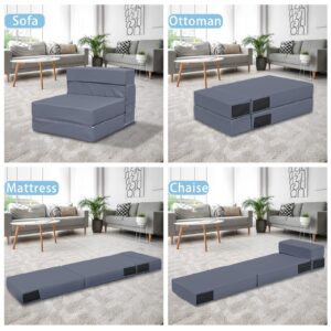 Jadoxy Folding Sofa Bed, Memory Foam Sofa Bed, Floor Sofa Sleeper Chair Bed Lazy Couch for Living Room/Bedroom/Office/Dorm