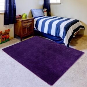 Przemy Washable Area Rug for Bedroom Living Room, 4x6 Feet Dark Purple Memory Foam Rug, Super Soft Modern Indoor Carpet for Bedside Kids Room Girls Boys Dorm Nursery Decor Mat